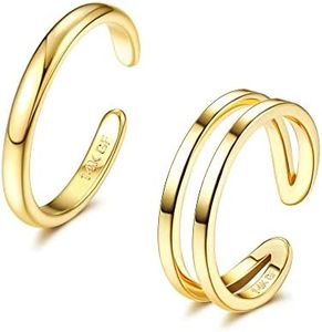 IRONBOX 14K Gold Filled Toe Rings for Women Simple Open Band Toe Ring Adjustable Toe Rings