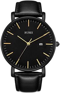 BUREI Uomo Orologio da Polso al Quarzo Classico con Cassa Ultra Sottile Design Minimalista Quadrante Analogico Data Finestra