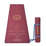 Wiselife Tru Body Alignment Yoga Mat + Sleek Yoga Strap For Men And Women | Non-Slip Textured Extra Wide & Thick | Pro Balance Tpe Exercise Mat For Home, Pilates, Gym & Fitness (6Mm, Wine)