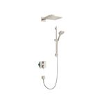 hansgrohe Raindance E Complete Shower System Shower Set 3-Spray PowderRain, Rain, and Massage Volume and Auto Temperature Control in Brushed Nickel, Rough and Shower Valve Included 2 GPM, 04914820