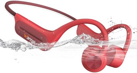 Wantek Casque Conduction Osseuse Open Ear Bluetooth 5.3 sans Fil, Écouteur Natation IP68 Étanche, Mémoire MP3 32G, pour Sport, Natation, Cyclisme, Course à Pied