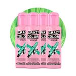 Crazy Color Vibrant Emerald Green Semi-Permanent 4 Pack Quad Hair Dye. Highly Pigmented Jewel Green Conditioning & Oil Nourishing Vegan Formula No Bleach or Ammonia 400ml