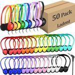 Ladont 50 Pack Bulk Classroom Headphones for Kids Students School, Multi Color Wired Headphones for Kids Children, 3.5mm Jack for Chromebook Laptop PC Computer