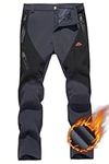 TACVASEN Ski Trousers for Men Waterproof Cold Trousers Mens Fleece Lined Thick Skiing Soft Snow Trousers for Men Grey