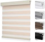 Joydeco No Drill Zebra Blinds for Windows, Cordless Day & Night Dual Sheer Roller Shades, Easy Installation, Free-Stop Lift System, Light Filtering Privacy Blinds for Home(Beige,35" W x 75" H)