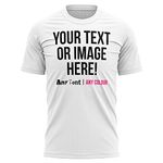 Personalised Text and Image T Shirt Mens Unisex Fit Any Colour or Font Top Tee, XL, White