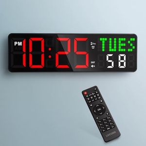 LUCORB Gym Clock Timer Digital Wall Clock with Seconds, 5 Display Modes | Remote Control, 4 Alarms | Days Countdown | DST, Time Zone, Fit Home Garage Gym Living Room Bedroom Office
