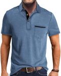 Mens Fashion Polo Shirts Cotton Classic Short Sleeve Lightweight Button Shirt with Pocket