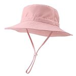 PEECABE Baby Sun Hat Summer Sun Protection Toddler Bucket Hat Wide Brim Adjustable Chin-Strap Beach Cap (CA/US, Age, 3 Years, 8 Years, Pink)