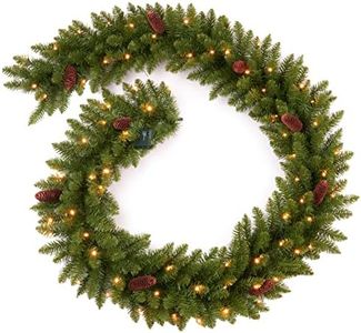 AMERZEST 9 FT Christmas Garland Pre-lit 70 LED Lights Holiday Artificial Decor for Stairs Mantle Door Indoor Outdoor Garland with Battery Operated Timer