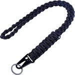 1 PC Heavy Duty Paracord Lanyard with Keychain Keyring, Sturdy Braided Cell Phone Lanyard for Outdoor Activities, Hiking, Camping (Black)