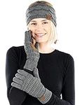 Funky Junque Lined Headwrap & Texting Gloves Bundle: Charcoal