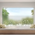 dktie Window Film Privacy Vinyl Frosted Window Film No-Glue Stained Glass Window Film Removable Grass, Dandelion, Butterfly Static Cling Films for Kitchen, Bathroom, Kids Room 90X200CM