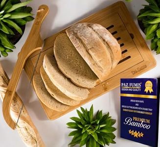 Bread Cutting Board, Bread slicer,Crumb Tray with holder,Bread Serving Tray for Kitchen-Complete set for Slicing Homemade Bread- Bread bow knife (16")Cutting Board (15x9,5") with Crumb Tray