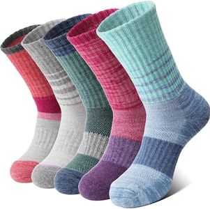 Anlisim Merino Wool Hiking Socks for Women Thermal Winter Warm Thick Work Cushion Gifts Socks 5 Pairs Stocking Stuffers(Tie-dye,M)