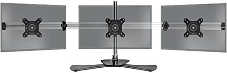 Duronic Triple Monitor Arm Stand Desk Mount DM753 | Freestanding PC Screen Riser Silver For 3 8kg Display 15-24 Inch VESA 75 100 | 21 22 24 Inches