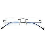 Rimless Readers Blue light proof reading glasses Women Men Anti Glare Filter Lightweight Eyeglasses 1.25