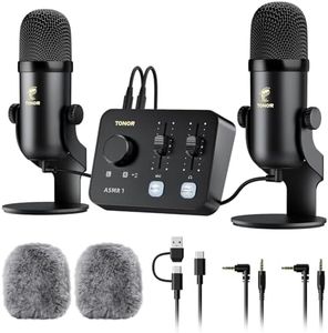 TONOR Ensemble D'équipements Micro ASMR, Microphone à Double Condensateur avec Interface Audio, Audio 3D Immersif, Son Clair, Contrôle du Volume, Kit pour ASMR, Podcast, Enregistrement, Noir