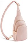 Telena Sling Bag for Women Leather Fanny Pack Crossboday Bags Sling Backpack for Women Pink