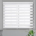 Bliwans Zebra Blinds, Cordless Dual Layer Blinds for Window, Blinds for Light Filtering and Privacy Light Control for Day and Night, Window Shades for Home and Office, 24" W X 72" H - White