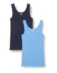 Amazon Essentials Women's Slim-fit Tank, Pack of 2, Blue/Navy, M