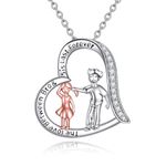 YFN Sister Gifts from Brother for Sister Sterling Silver Brother and Sister Necklace Jewellery for Birthday Christmas Gifts (heart 2)