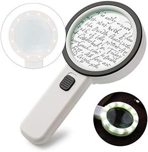 30X Magnifying Glass with Light - Handheld 12 LED Lighted Illuminated Large Lit Magnifier for Kids & Seniors Reading, Jewelers, Coins, Inspection, Exploring