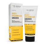 Dr. Sheth's Haldi & Hyaluronic Acid Sunscreen Spf 50 With 1% Hyaluronic Acid & 1% Turmeric Extract,Hydrating & Brightening,No White Cast,Uva/Uvb & Blue Light For Unisex,80G - Normal, Dry, Sensitive