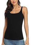 Charmo Women's Basic Solid Camisole Vest Top Fitted Sleeveless Cami Black M