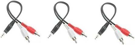 C&E 3 Pack 3.5mm Male to Dual RCA Male, Audio Adapter Cable (Red/White), 6 inch CNE457760