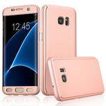 Xelcoy® 360 Degree Full Body Protection Front & Back Slim Hybrid Case Cover with Tempered Glass Screen Protector for Samsung Galaxy S6 Edge - Rose Gold