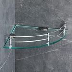 FORTUNE Glass Corner Shelf/Bathroom Shelf/Multipurpose Shelf/Living Room Corner Shelf/Wall Mount Bathroom Shelves (Transparent) (9 x 9 Inch) - (Pack of 1)