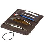 Simaru Tobacco pouch made of vegetable-tanned leather for 30 g tobacco pouch, genuine leather turner bag with filter compartment and plate holder, durable and robust (Brown)