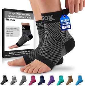 SB SOX Compression Socks for Plantar Fasciitis Relief (Black, Medium)