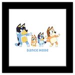 Gallery Pops Bluey - Dance Mode Wall Art, Black Framed Version, 12" x 12"