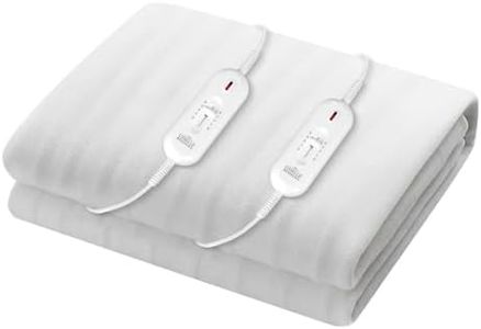 Giselle Bedding Electric Blanket, Queen Heated Blankets Heating Pad Throw Rug Underlay Fleece Wool Winter Washable for Bed, Fully Fitted 3 Temperature Levels Dual Remote Controllers White