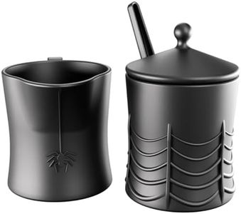 New - Nomnu Black Spiderweb Sugar and Creamer Set. Ceramic Sugar Bowl with Lid and Spoon, and Creamer Pitcher. Gothic Decor, Perfect for Goth Lovers, Includes Spider-Embossed Design