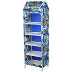 Little One's | 6 Plastic Shelves Foldable Baby Storage Box (Made in India), Unbreakable Material, (Steel Structure)| Jungle Blue | H6/AB