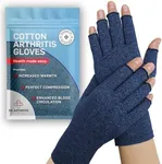 Dr. Arthritis Essentials Open-Fingertip Arthritis Gloves, Compression Gloves Ideal as Carpal Tunnel Gloves, Raynauds Gloves, Hand Brace for Arthritis, Fingerless Gloves Men & Women (Navy, Large)