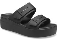 Crocs Women's Brooklyn Buckle Low Wedges, Black, 7 Women