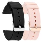 Molain 2 Pcs Silicone Rubber Watch Bands - Quick Release, Gold/Silver Stainless Steel Buckle, Replacement Universal Straps Bracelet Wristband(22mm, Black/Pink Band), 21.2*2.2*0.9cm/8.34*0.86*0.35in