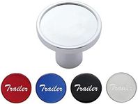 United Pacific 22992 Chrome Aluminum Screw-On Air Valve Knob w/Multiple Colored “Trailer” Script Glossy Sticker Inserts – 1 Knob & 4 Color Stickers