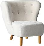 OIKITURE Modern Accent Chair - Sherpa Fabric High Back Support with Comfortable Angle, Extra Large Comfy Reading Chair for Bedroom Living Room, 150KG Weight Capacity, White