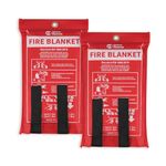 RHINO RESCUE Fire Blanket, 40''×40'' Fiberglass Emergency Fireproof Gear, Flame Retardant Protection for Home, Kitchen, Camping, Hiking, 2 Count