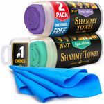 Mighty Cleaner Premium 2pk +1 Free Shammy Cloth for Car Drying - 26"x17" - Super Absorbent Chamois Towel for Car - Scratch-Free, Reusable & Soft