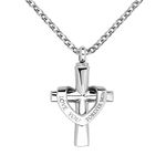 GMXLin Cross Cremation Mom Urn Necklace for Ashes Holder Love You Forever Jewelry Memorial Keepsake Women Pendant with Stainless Steel Chain Funnel