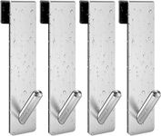 ARTOYS Shower Door Hooks, 7 inches Tall, 5/16" (8mm) Glass Screen Hooks for Towel Rail, Extra Long Single Hook, 4-Pack (Silver)