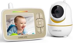 ANMEATE Baby Monitor with Remote Pan-Tilt-Zoom Camera,Large Display Video Baby Monitor with Camera and Audio |Infrared Night Vision |Two Way Talk | Room Temperature| Lullabies and 960ft Range（Yellow）