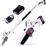 NETTA Cordless 2-in-1 Pole & Handheld Garden Chainsaw - 20V MAX, Light-Weight, Battery & Charger Included, 2.2m Long Reach Telescopic Pole, 150° Adjustable Head