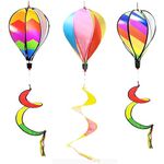 3pcs Hot Air Balloon Wind Spinners Outdoor Lantern Air Twister Garden Windmills Hanging Wind Socks Twisted Whirlygig Scare Birds Away for Yard Garden Lawn Outdoor Christmas Fall Hanging Decorations